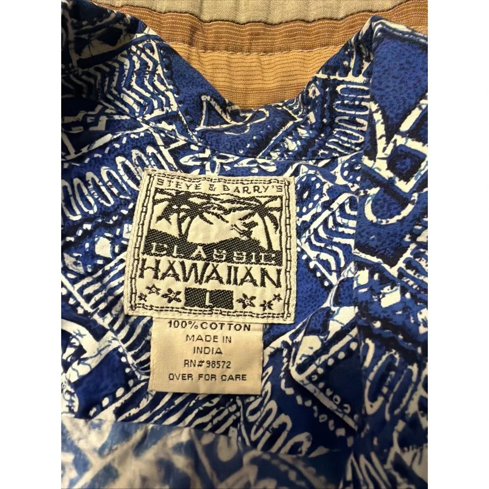 Steve and Barrys Mens Size Large Blue Hawaiian Short Sleeve Button Up - Picture 3 of 6